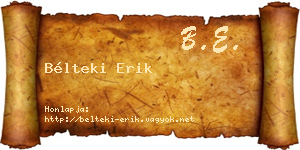 Bélteki Erik névjegykártya